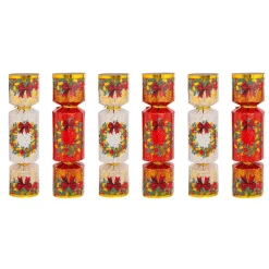 JJA Lot de 6 crackers de Noël Festivités Rouge et Blanc Multicolore New