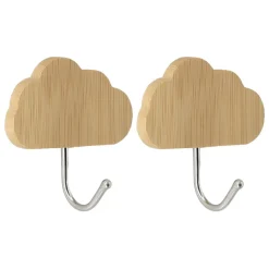 TENDANCE Lot de 2 crochets adhésifs 3M bambou (H6 cm) Nuage Naturel Clearance