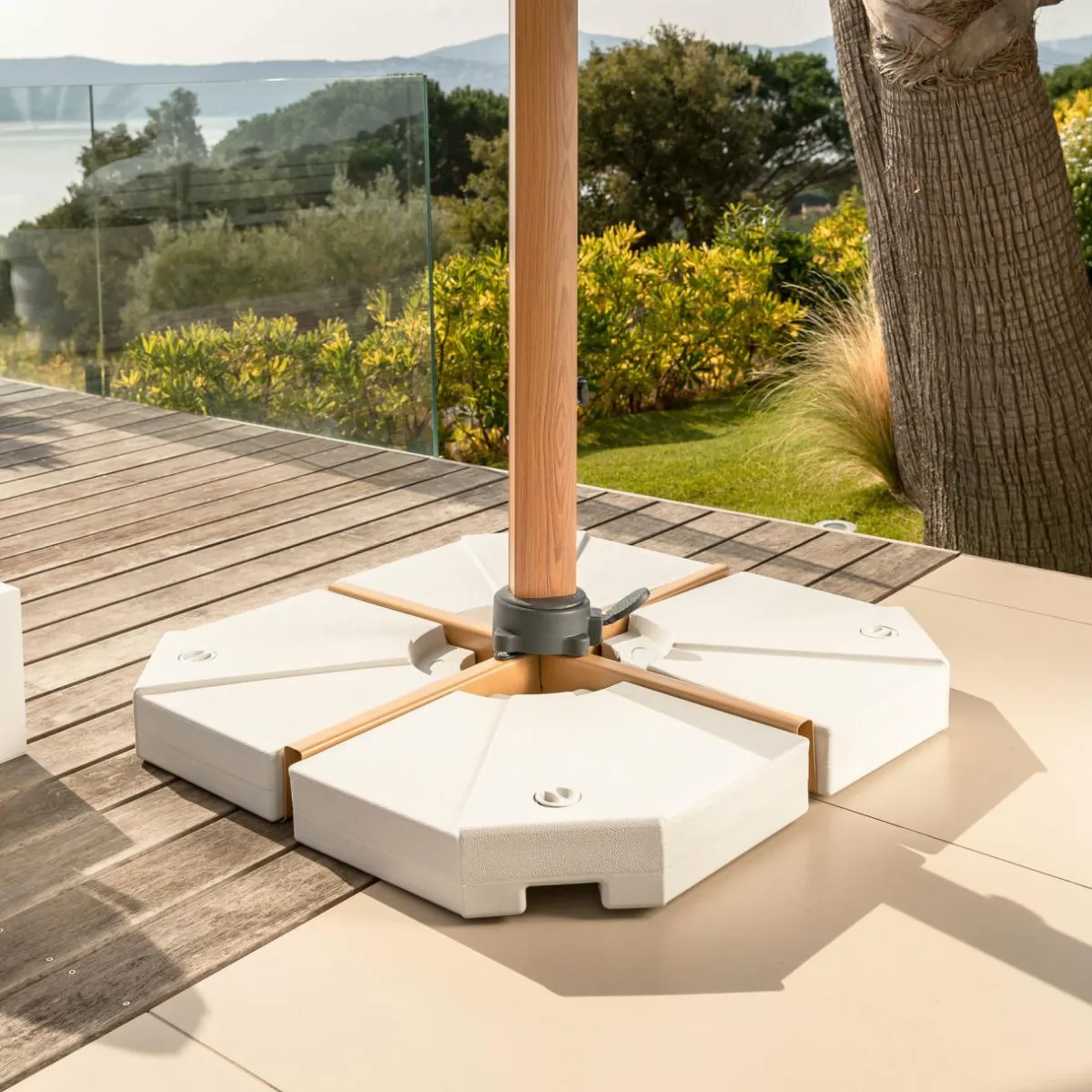 MOBELLIA Lot de 4 dalles pour Parasol déporté 20L hes Blanc Hot