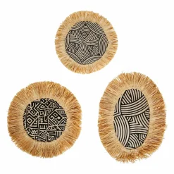 OSTARIA Lot de 3 décorations murales fibres naturelles (H32 cm) Nairobi Noir Outlet