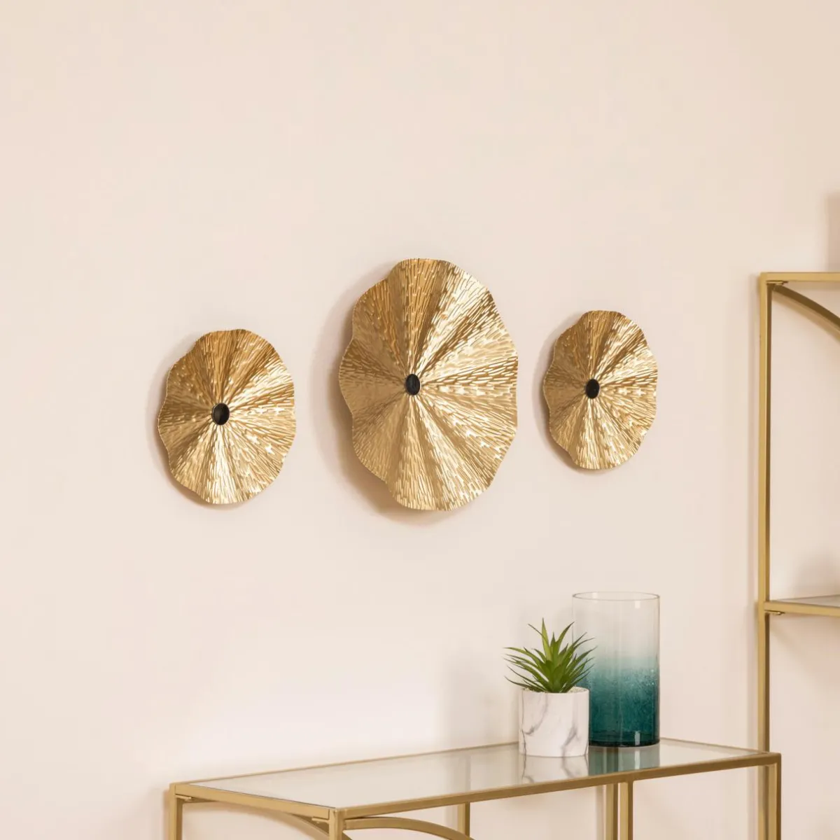 Atmosphera, cru017dateur d'intu017drieur Lot de 3 décos murales métal (D33,5 cm) Leslie Or Online
