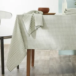 EMINZA Lot de 2 essuie-main gaze de coton (50 x 70 cm) Gaïa vichy Vert Eucalyptus Sale