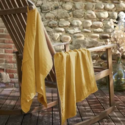 EMINZA Lot de 2 essuie-mains gaze de coton (70 cm) Gaïa Jaune safran Online