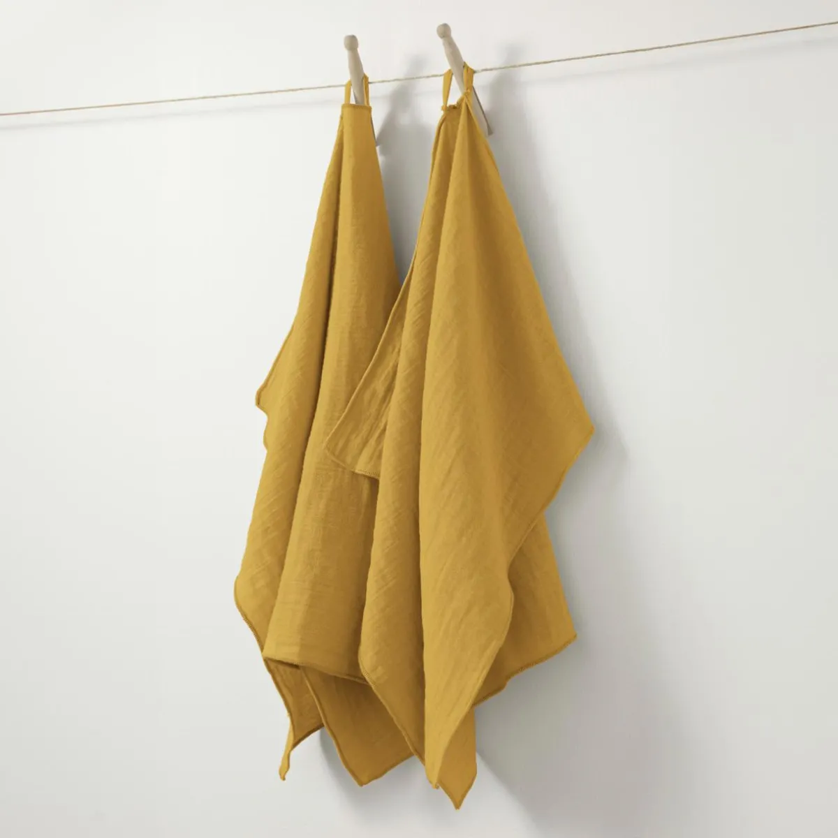 EMINZA Lot de 2 essuie-mains gaze de coton (70 cm) Gaïa Jaune safran Online