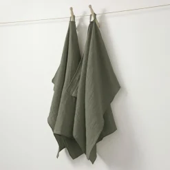 EMINZA Lot de 2 essuie-mains gaze de coton (70 cm) Gaïa Vert romarin Hot