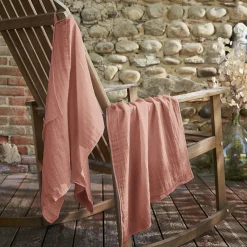 EMINZA Lot de 2 essuie-mains gaze de coton (70 cm) Gaïa Rose Pêche
