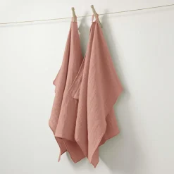 EMINZA Lot de 2 essuie-mains gaze de coton (70 cm) Gaïa Rose Pêche