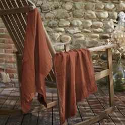 EMINZA Lot de 2 essuie-mains gaze de coton (70 cm) Gaïa Terracotta Sale