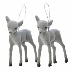 KAEMINGK Lot de 2 faons à suspendre (H10 cm) Anton Gris Clearance