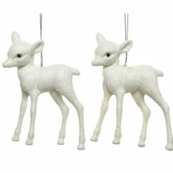 KAEMINGK Lot de 2 faons à suspendre (H9 cm) Margeriaz Blanc Best