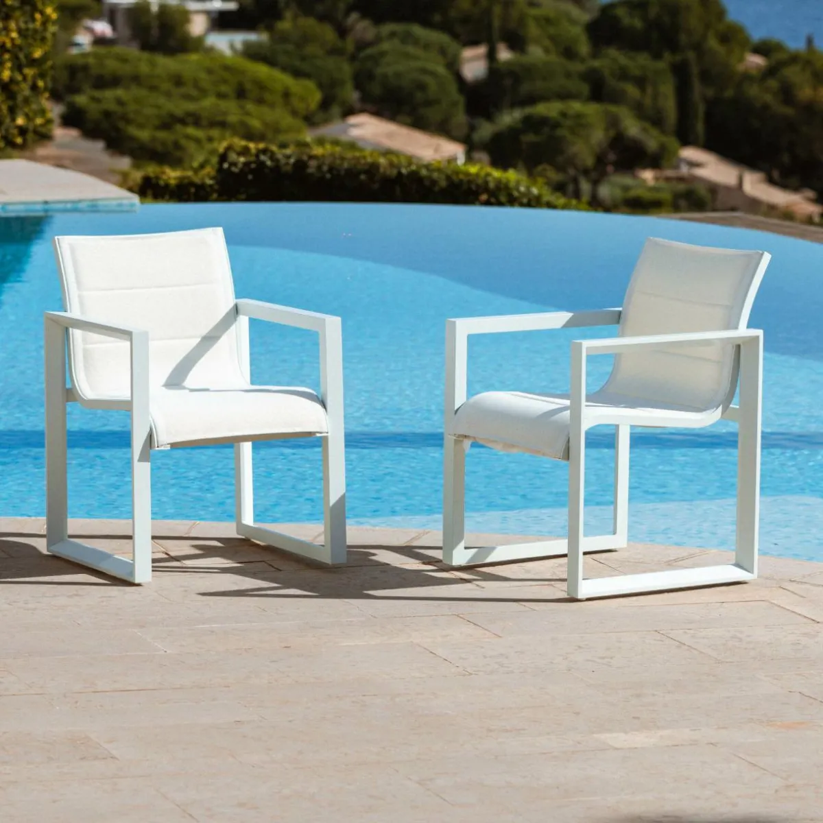 MOBELLIA Lot de 2 fauteuils de jardin en aluminium Elba Blanc Online