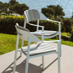 MOBELLIA Lot de 2 fauteuils de jardin aluminium Monte Carlo Blanc Clearance