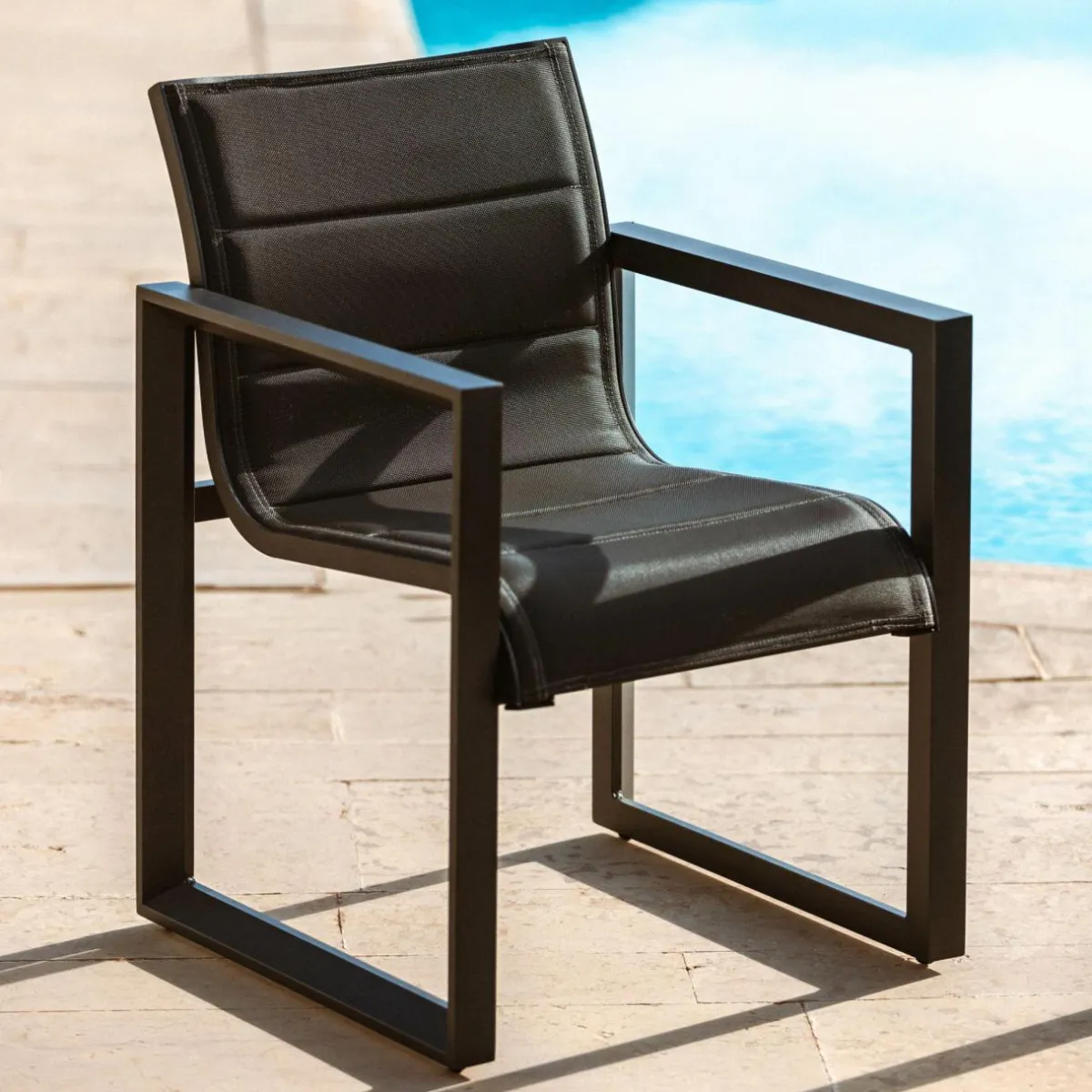 MOBELLIA Lot de 2 fauteuils de jardin en aluminium Elba Gris Anthracite Hot