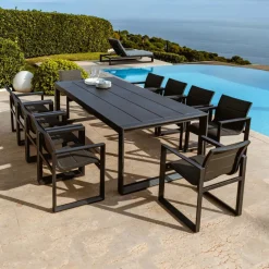 MOBELLIA Lot de 2 fauteuils de jardin en aluminium Elba Gris Anthracite Hot