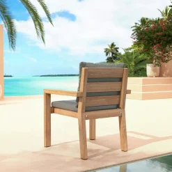 MOBELLIA Lot de 2 fauteuils de jardin empilables en bois d'acacia Bornéo Gris Anthracite New
