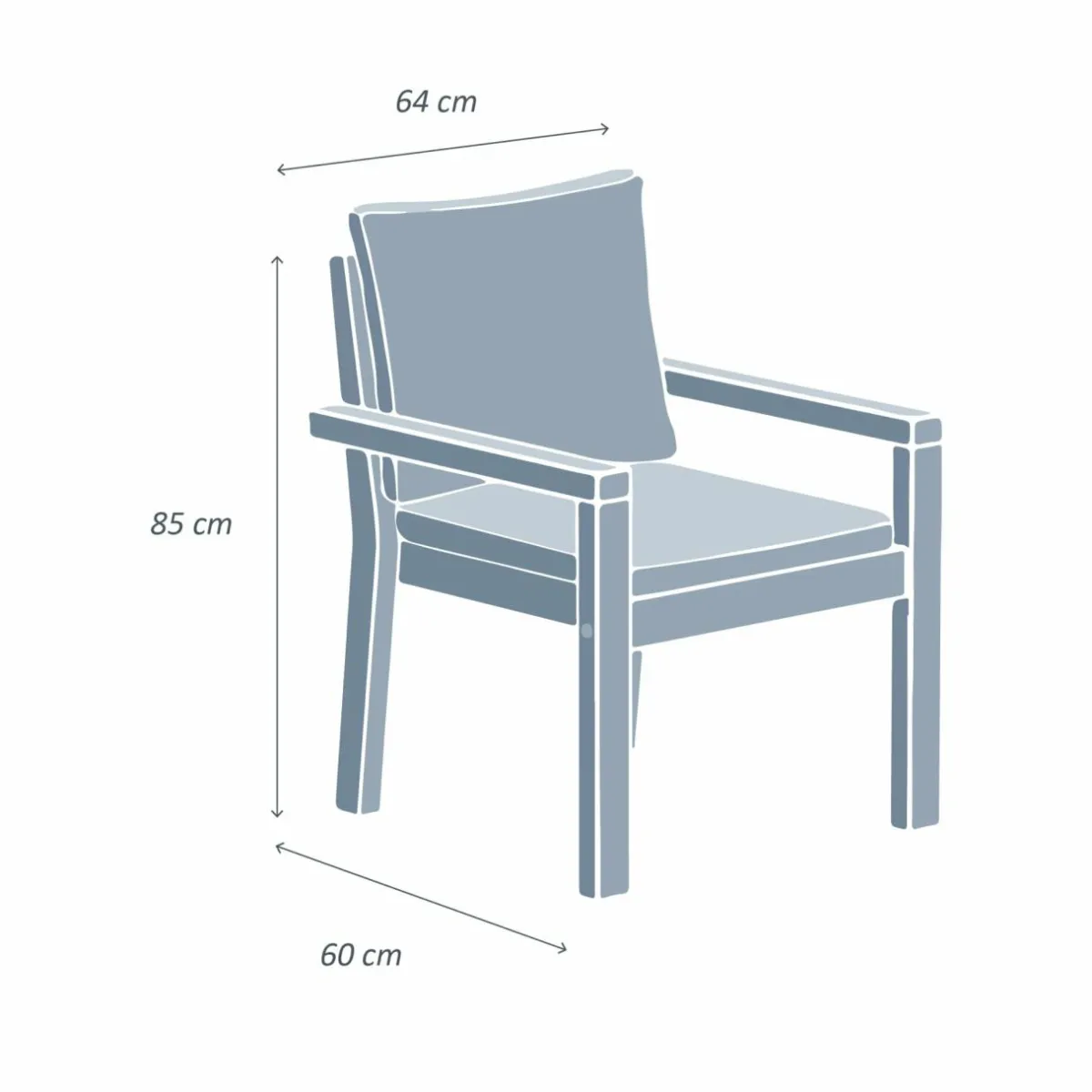 MOBELLIA Lot de 2 fauteuils de jardin empilables en bois d'acacia Bornéo Gris Anthracite New