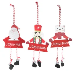 Feeric Lights & Christmas Lot de 3 Figurines de Noël à suspendre (H14 cm) Pantins Rouge Online