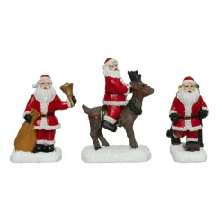 FEERIC LIGHTS Lot de 3 figurines pour village (H7 cm) Père Noël en poste Hot