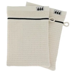 TENDANCE Lot de 2 gants de toilette coton nid d'abeille (15 x 21 cm) Japandi Beige Outlet