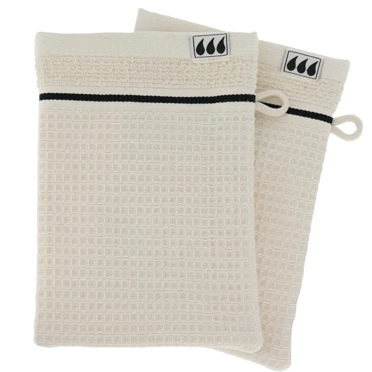 TENDANCE Lot de 2 gants de toilette coton nid d'abeille (15 x 21 cm) Japandi Beige Outlet