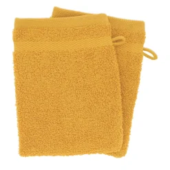 TENDANCE Lot de 2 gants de toilette coton (15 x 21 cm) Timeless Jaune moutarde Online