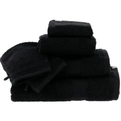 TENDANCE Lot de 2 gants de toilette coton (15 x 21 cm) Timeless Noir Clearance