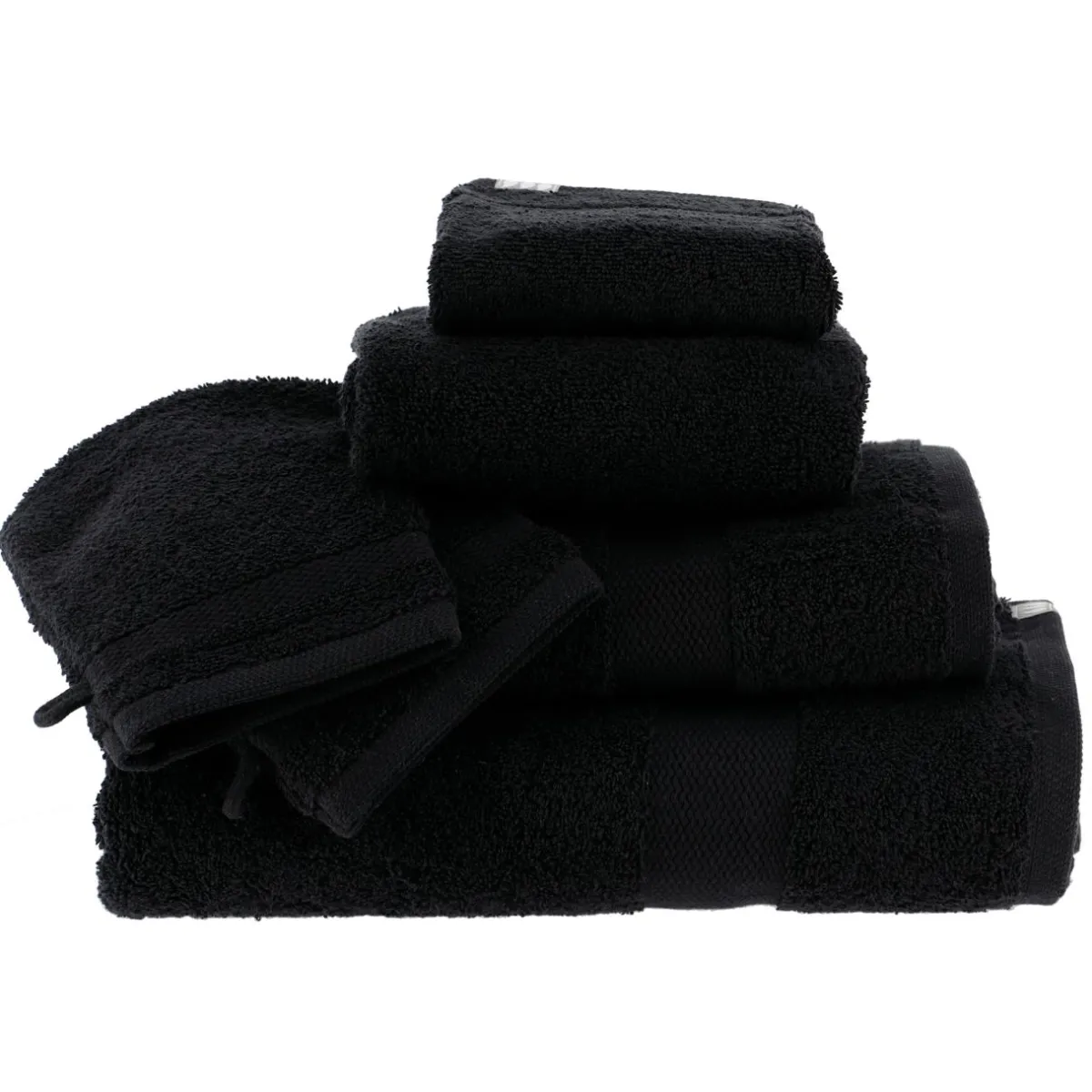 TENDANCE Lot de 2 gants de toilette coton (15 x 21 cm) Timeless Noir Clearance