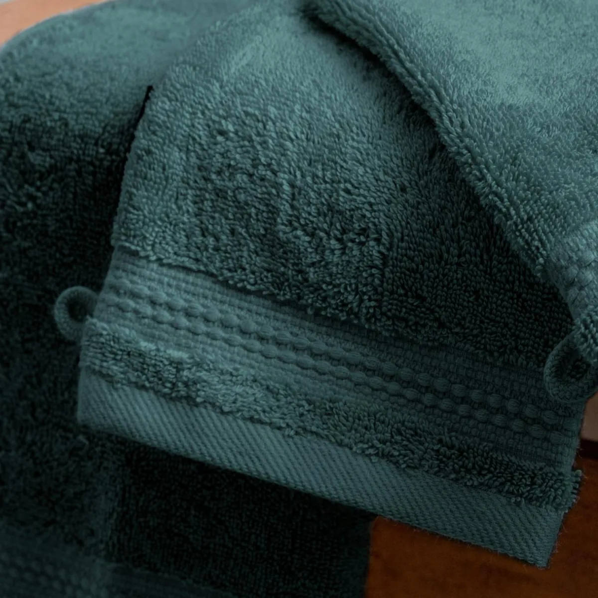 EMINZA Lot de 2 gants de toilette coton bio (15 x 21 cm) Méline Vert émeraude New