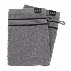 TENDANCE Lot de 2 gants de toilette coton (15 x 21 cm) Black Line Joia / noir Gris Clearance