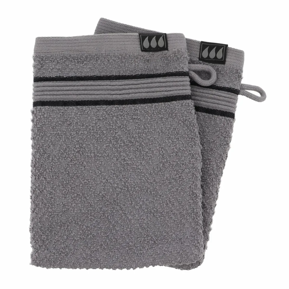 TENDANCE Lot de 2 gants de toilette coton (15 x 21 cm) Black Line Joia / noir Gris Clearance