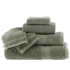 TENDANCE Lot de 2 gants de toilette coton (15 x 21 cm) Timeless Vert kaki