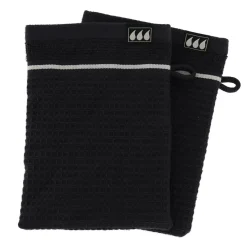 TENDANCE Lot de 2 gants de toilette coton nid d'abeille (15 x 21 cm) Japandi Noir Hot