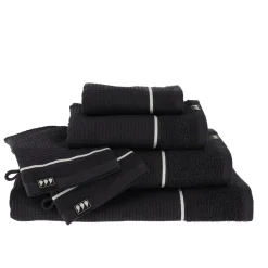 TENDANCE Lot de 2 gants de toilette coton nid d'abeille (15 x 21 cm) Japandi Noir Hot