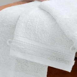 EMINZA Lot de 2 gants de toilette coton bio (15 x 21 cm) Méline chantilly Blanc Outlet