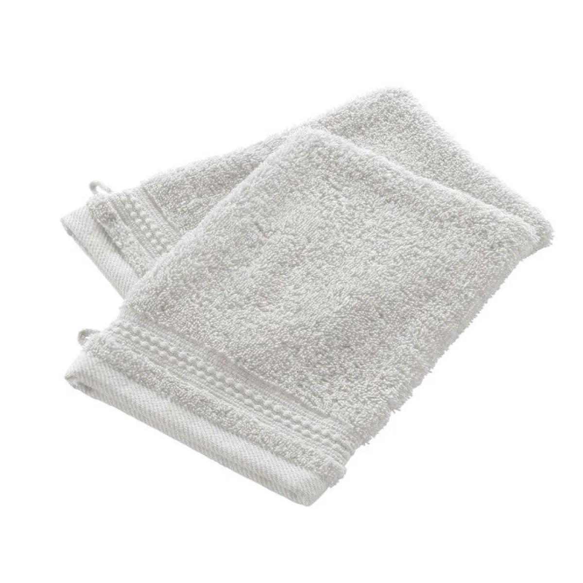 EMINZA Lot de 2 gants de toilette coton bio (15 x 21 cm) Méline chantilly Blanc Outlet