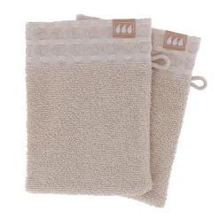 TENDANCE Lot de 2 gants de toilette coton (15 x 21 cm) Season Color Beige Clearance