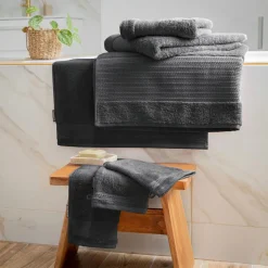 EMINZA Lot de 2 gants de toilette coton bio (15 x 21 cm) Méline Gris orage Gris foncé Outlet