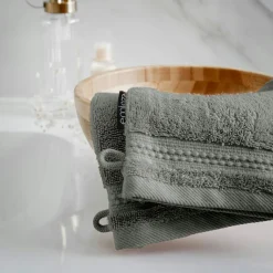EMINZA Lot de 2 gants de toilette coton bio (15 x 21 cm) Méline Vert romarin Sale