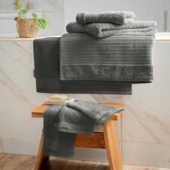 EMINZA Lot de 2 gants de toilette coton bio (15 x 21 cm) Méline Vert romarin Sale