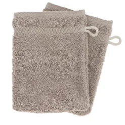 TENDANCE Lot de 2 gants de toilette coton (15 x 21 cm) Timeless Taupe