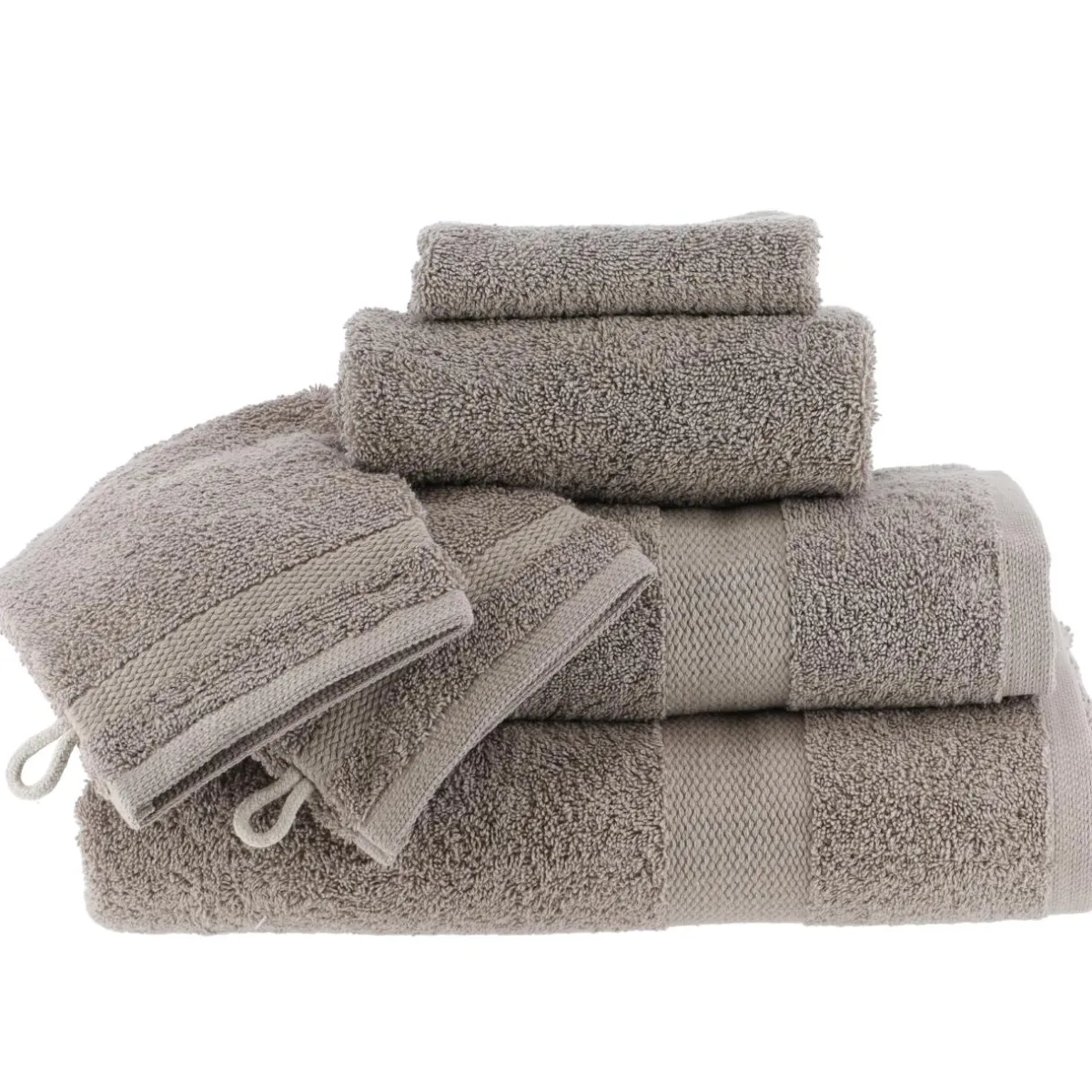 TENDANCE Lot de 2 gants de toilette coton (15 x 21 cm) Timeless Taupe