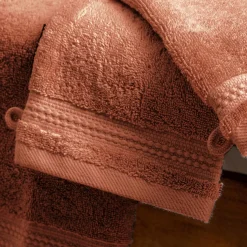 EMINZA Lot de 2 gants de toilette coton bio (15 x 21 cm) Méline Terracotta New