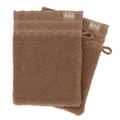 TENDANCE Lot de 2 gants de toilette coton (15 x 21 cm) Season Color Caramel Online