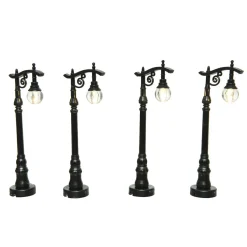 KAEMINGK Lot de 4 lampadaires illuminés (H10 cm) Anciens pour aménager un village Outlet