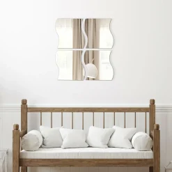 TENDANCE Lot de 4 miroirs adhésifs (H30 cm) Vagues Online