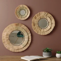 ATMOSPHERA Lot de 3 miroirs (D20-30-40 cm) Alba Naturel Sale