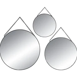 ATMOSPHERA Lot de 3 miroirs en métal (D29 cm) Ovalia Noir