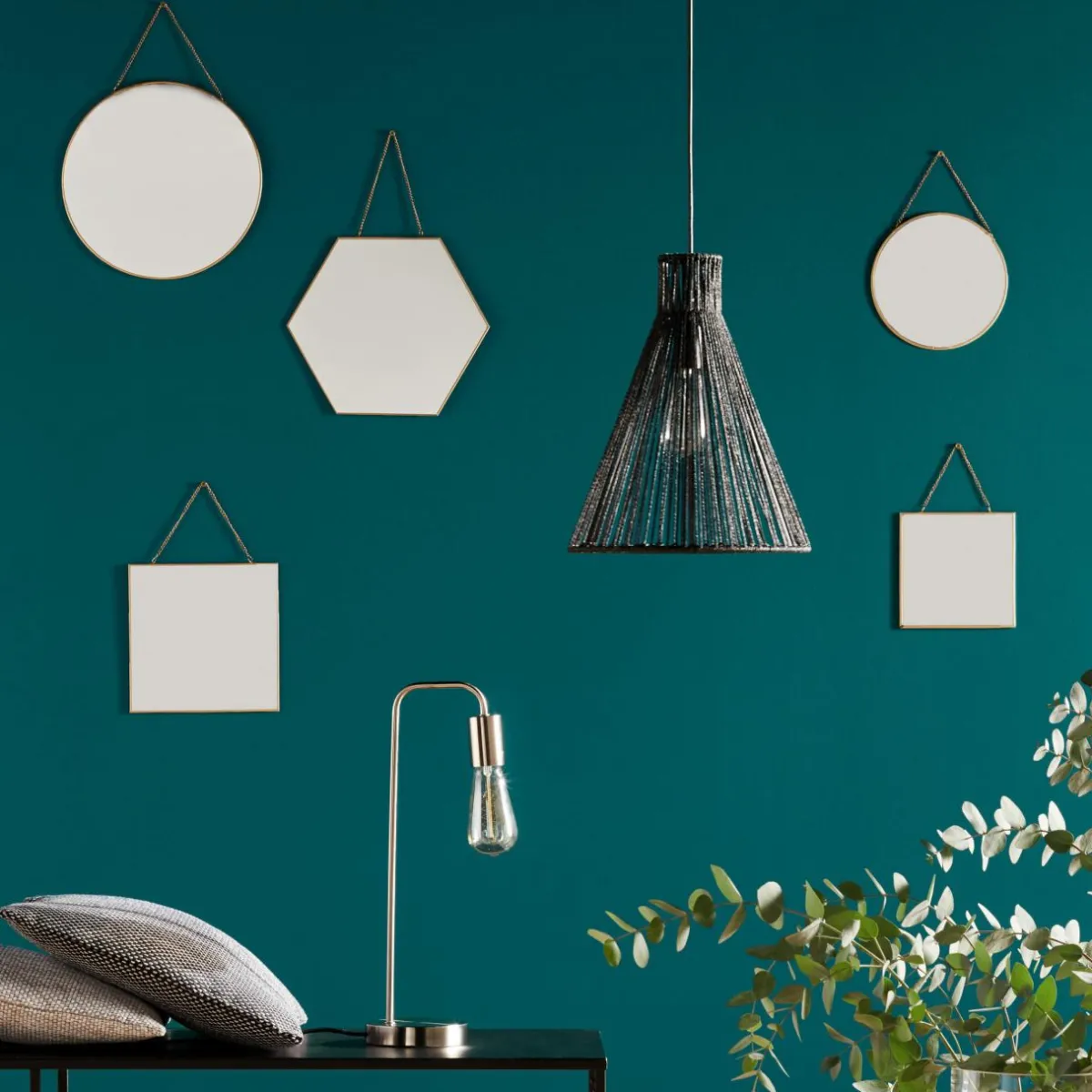 ATMOSPHERA Lot de 3 miroirs en métal (H26 cm) Hexagonal Noir Online