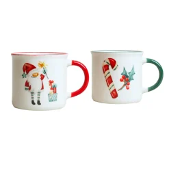 KOOPMAN Lot de 2 Mugs de Noël Douceur Multicolore Discount