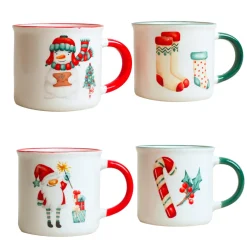 KOOPMAN Lot de 4 Mugs de Noël Noël douceur Multicolore Clearance